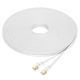 Fumitt Cat 8 Lan Kabel 25meter, Hohegeschwindigkeit Flach Gigabit Netzwerkkabel 25m Ethernet Kabel Internet Patchkabel 40Gbps 2000Mhz RJ45 für Gaming, Router, Modem, laptop(Weiß)