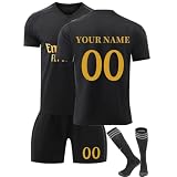 Fussball Trikot Kinder 2024/2025 Heim/Auswärts Trikot Personalisiert Trainingsset mit Namen und Nummer inklusive T-Shirt Shorts Socken Geschenkidee für Jungen und Fußb