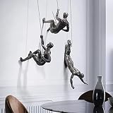 Pevfeciy Wanddeko Wohnzimmer Kletter Skulptur Climbers Figur Deko Wanddekoration für Flur Treppenhaus Minimalistische Wandskulpturen 3 Stück Männer O