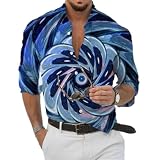 Poloshirt Herren Mode Hip Hop Digitales Drucken Longsleeve Hemd Herren Mode Temperament All-Match Shirt Herren Lose Große Casual Shirt Herren A-03 S