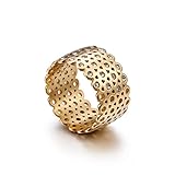 YAHOYA Hohler Ring mit Zirkonia Stein Gold Silber Farbe Edelstahl Ehering für Frauen 12mm Breite Luxus Party Ring