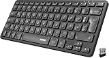 Arteck Kabellose Tastatur, Deutsches QWERTZ Layout wiederaufladbare USB Anschluss 2,4 GHz Kabellos Tastatur mit Multimedia-Tasten, Kompatibel mit PC, Computer, Notebook, Laptop, Windows 11, 10, 8