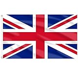 AhfuLife Union Jack Flagge 150 x 90 cm, 1 Stück Großbritanien Nationalflaggen Doppelseitig mit Messingösen Britain UK Fahne für 2025 Damen Fußball EM Eurovision WM VE-Day 80. Jahrestag Party Bar Dek