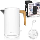 ZEEGMA KETLEE 1,7 L Kabelloser elektrischer Wasserkocher für Tee und Kaffee, 2200 Watt, Wasserstandsanzeige, automatische Abschaltung, Edelstahl, Modernes elegantes Desig