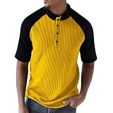 KOG T-Shirts für Herren Sommer Tshirts Kurzarm Oberteil Mode Motiv Kleidung Business Baumwolle Laufshirt Blitzangebote des Tages Tee Mode Tops Teenager Leicht Freizeitshirt Prime Gelb XL