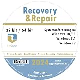 TRALION Recovery&Repair 2024 - CD/DVD für Windows XP, Windows Vista, Windows 7, Windows 8.1, Windows 10 - System Rettung, Notfall DVD - 32bit, 64b