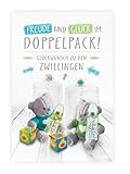 KE - Glückwunsch-Karte zur Geburt für Zwillinge, mit Umschlag, DIN B6, Babykarte, Baby Geburtskarte, Karte zum Baby, Motiv: Zwilling