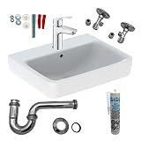 HGMBAD Geberit Waschtisch Waschbecken 55 cm Armatur Siphon Eckventil Komp