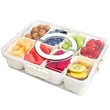 Premium-Serviertablett mit mehreren Fächern und Griff, abnehmbare Snackbox, 8 Abschnitte, Lebensmittelaufbewahrung, Snack-Organizer, Kühlschrankplatte, Charcuterie-Halter für Party, R