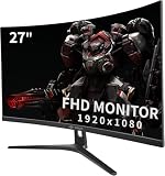 CRUA Curved Gaming-Monitor 27 Zoll 180Hz, FHD 1080P 1800R PC-Monitor, 1 ms GTG mit FreeSync, geringe Bewegungsunschärfe, Augenschutz, VESA, DisplayPort, HDMI, schw