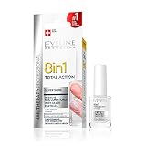 Eveline Cosmetics 8in1 Total Action konzentriertes Nagelpflegemittel mit Silberpartikeln | 12 ml | Restaurative Behandlung | Einfache Anwendung