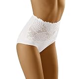 Wolbar Damen Sexy Shapewear-Slips Spitze Miederslip Hohe Taille Figurformende WB207, Weiß,L
