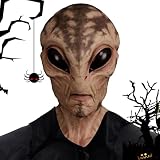 Jiimhte Alien-Maske, gruselige Alien-Maske, realistische Maske für den ganzen Kopf, gruselige Alien-Maske, Halloween-Totenkopf-Skelett, ausgefallene Maske für H