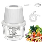 WwuHua Zwiebel Zerkleinerer Elektrisch 400ml, Zwiebelschneider Gemüsezerkleinerer mit Typ-C-Ladekabel, Mixer, Multi-& Universalzerkleinerer für Fleisch, Zwiebeln, Knoblauch, Nüsse (Weiß)