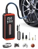 Elektrische Luftpumpe 150PSI mit 7500mAh Akku, Tragbarer Fahrradpumpe Elektrisch Kompressor 12v DC mit LED Licht & Digitales Druckmessgerät für Fahrrad, Auto, Mountainbike, Ball (Rot)