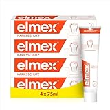 elmex Zahnpasta Kariesschutz 4x75ml – medizinische Zahnreinigung für hochwirksamen Kariesschutz – bietet zweifach aktives Kalzium-Fluorid Schutzschild für widerstandsfähige Z