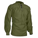 Henley-Shirts für Herren, Vintage-Stil, langärmlig, mittelalterliches Oberteil, lässig, Baumwollhemden, Vintage-Kostüm, Langarm-Tops für mittelalterliche Männer, langärmelig, ethnischer Stil,