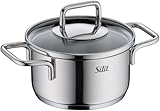 Silit Extra Cook Mini-Bratentopf 12 cm mit Glasdeckel, Innenskalierung, breiter Schüttrand, qualitativer, spülmaschinenfester Crominox-Edelstahl, kleine Portionen, platzsparend stapelbar, trop