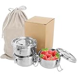 3 Stück Edelstahl Brotdose Erwachsenen Lebensmittelbehälter Lunchbox Auslaufsicher mit Aufbewahrungstasche Meal Prep Boxen Snackbox Brotbox Kinder Kleine Dosen Geeignet für Snacks Obst Müsli Gewü