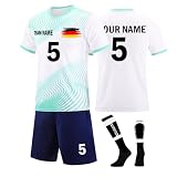 Generisch Benutzerdefiniert Fussball Trikot Kinder Set Personalisiert Trikot mit Namen Nummer Team und Logo Herren/Junge Football Training Tshirts Shorts und Socken Anzug