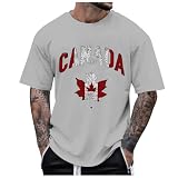 Herren -Shirt mit Rundhalsausschnitt und kurzen Ärmeln für die Feier des Nationalfeiertags im Frühling und Sommer, lässig, Vintage, Distressed-Teildruck Herren Hemd (Grey, XXL)