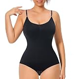 GOLD CARP Shapewear Damen Bauchweg Bodysuit Figurenformend Formende Bodys Nahtlos Body Shaper Verstellbarer Schultergurt Tummy Control Unterwäsche Taillenformer Jumpsuit Schwarz 2XL