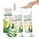 Aloe Vera Enthaarungscreme,2 Stück Enthaarungscreme Männer Frauen depilan,Sanfte Haarentfernun,Schnell,Langanhaltend,Haarentfernungscreme für Körper, Achseln,Intimbereich,Arme & B