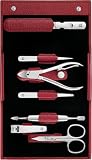 ZWILLING Maniküre-Set (7 teilig, Pediküreset, Reise Etui Set, Nagelpflege, Echtleder), Edelstahl Poliert, R