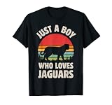 Jaguar Just A Boy Who Loves Jaguars Männer Retro Vintage Sonnenuntergang T-S