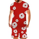 Herren-DT-T-Shirt und Shorts Set-2-teiliger Sommersportswear | Kurzarm und Shorts | Casual Style -Anzug für Reisen, Training, Fitnessstudio, Golf, Sommer, Urlaub, , Unisex Foam Print Sportsw