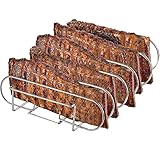 LyximGss Spareribs Halter Grill – Rippchenhalter aus reinem Edelstahl für 5 Rippchen – Aufsatz zur Zubereitung von Spareribs und Braten auf Gas- und Kohlegrill, Spülmaschinengeeignet – 33 x 29 x 8