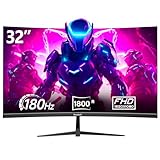 Gawfolk 32 Zoll Curved Gaming Monitor 180HZ / 165Hz / 144hz PC Bildschirm Full HD 1080P, Rahmenloses 1800R Gebogenes Computerbildschirm mit FreeSync und Eye Care Technologie, unterstützt VES