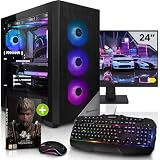 Megaport Komplett Set PC AMD Ryzen 7 5800X • GeForce RTX4070 12GB • 24' Monitor • Windows 11 • 32GB DDR4 • 1TB M.2 SSD • Luftkühlung • Tastatur • Maus pc Gaming komplettpak