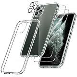 FLLAO Handyhülle für iPhone 11 Pro Hülle mit 2 Schutzfolie und 1 Kameraschutz, Weiche TPU Silikon Stoßfest Schutzhülle [Schutz in Militärqualität] Durchsichtige Kratzfest Dünne für iPhone 11