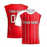 Davcielaora Benutzerdefiniertes Fußballtrikot-Set für Herren/Damen/Kinder, 24/25 Heimtrikots, Sportbekleidung, Fußball-Kits, klassische rot-weiße Hemden, Shorts, Sportbekleidung, Trainingsanzug, Rot /