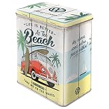 Nostalgic-Art Retro Vorratsdose L, 3 l, VW Bulli – Beach – Volkswagen Bus Geschenk-Idee, Original Lizenzprodukt (OLP), Große Kaffee-Dose aus Blech, Werkstatt-Deko im Vintage Desig
