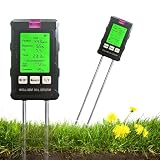 6 in 1 Bodenmessgerät, 90° Drehbarer Bodentester, Bodentester Feuchtigkeitsmesser, Digitales Boden pH Tester mit Temperatur/Luftfeuchtigkeit, LCD Display Bodenfeuchtemessgerät für Pflanzenerde, G