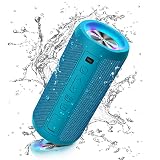 Ortizan Bluetooth Lautsprecher mit Licht, Musikbox Tragbarer Bluetooth Box mit IPX7 wasserdicht, Dualen Bass-Treibern, 30h Akku, Freisprechfunktion für Phone, Drauß