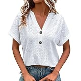 Generisch Angebote des Tages Blitzangebote Primeday Bluse Damen Sommer Elegant Tunika Tops Kurzarm Festliche Oberteile Casual V-Ausschnitt Lässig Blusen Einfarbig Basic Tshirt Outlet Shop S