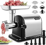Fleischwolf AOBOSI 3-In-1 Fleischwolf Elektrisch Mit 3 Edelstahl-Schleifplatten,1 Kubbe & 3 Wurstfüllrohren, [3000w Max |Size #10 ] Für Fleisch, Fleischwurst. Fleischwolf Edelstahl Mit Kling