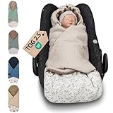 ULLENBOOM Einschlagdecke Babyschale, 100% OEKO-TEX Materialien, Floral-Sand (Made in EU) - Babydecke für Kindersitz oder Kinderwagen, kuschelige Decke für Babys, Ideal für Herbst und W