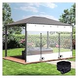 Wasserdichte Plane für den Außenbereich, Pavillon, mit Reißverschlusstür, PVC-Kunststoff-Plane, Trennvorhang mit Ösen, ideal für Pergola, Terrasse, 2 x 2 m, transparent weiß