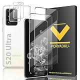 2+2 Stück Für Samsung Galaxy S20 Ultra 5G Panzer Schutz Glas Folie 2 Stück+Kamera Schutzfolie 2 Stück, Fingerabdruck-ID Unterstützen, HD Clear Displayschutz Panzerfolie für S20 U