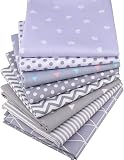CraftsFabrics geometrische Stoffbündel, 100% Baumwolle, ideal zum Quilten, Nähen, Kunst und Handwerk, Bastelprojekte, Grau, 8 Stück (25 x 25 cm)