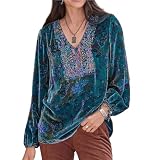 Damen-Bottom-Shirt Aus Samt – Modische Samt-Shirts Mit V-Ausschnitt, Faltbares Velours-Oberteil, Langärmliges Top, Weiblicher Warmer Druck, Bottoming-Shirt-Design, Hemd Blau, Wie Abgebildet, L