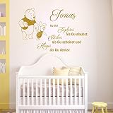 Vinyl Wandtattoo Zitat Du bist Tapferer Als Du Glaubst Stärker Als Du Scheinst und Klüger Winnie Puuh the Pooh mit Namen für Kinder Baby Wandaufkleber Wandsticker Wanddekoration für Kinderzimmer A624