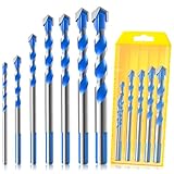 CYLBAQ Hartmetallspitzen-Bohrer-Set, 7-teiliges Steinbohrer-Set für Fliesen/Ziegelwände/Zement/Beton/Glas/Holz/Porzellan-Keramik, Wolframkarbid-Spitze aus Legierung (4,5,6,7,8,10,12 mm)