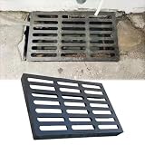 Grabenabdeckung Abdeckrost Abflussabdeckungen für Einfahrten/Höfe/Garagen/Außengräben, Ersatz-Kanalgitter aus Metall für Betonböden/Fallrohre, Abflussgitter aus Gusseisen(19.7x19.7x1.6in/50x50x4cm)