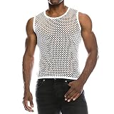 Yowablo Herren Tank Top Valueweight Athletic Vest Lässige Muscle Pullover Tank Weste Mesh Shirt (M,1Weiß)