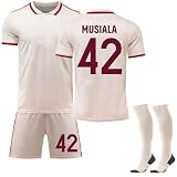 Pale Pink New Away Bavaria Football Jerseys 3 Minja 6 Kimmich 9 Kane Trikot für Kinder 10 Sane 42 Musiala Trikot Kinder Kids Boys Mens Sport Trainning Soccer T Shirt O